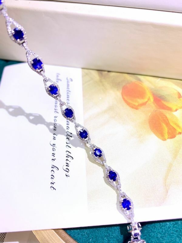 18k Royal blue 斯里蘭卡天然皇家藍藍寶石手鏈