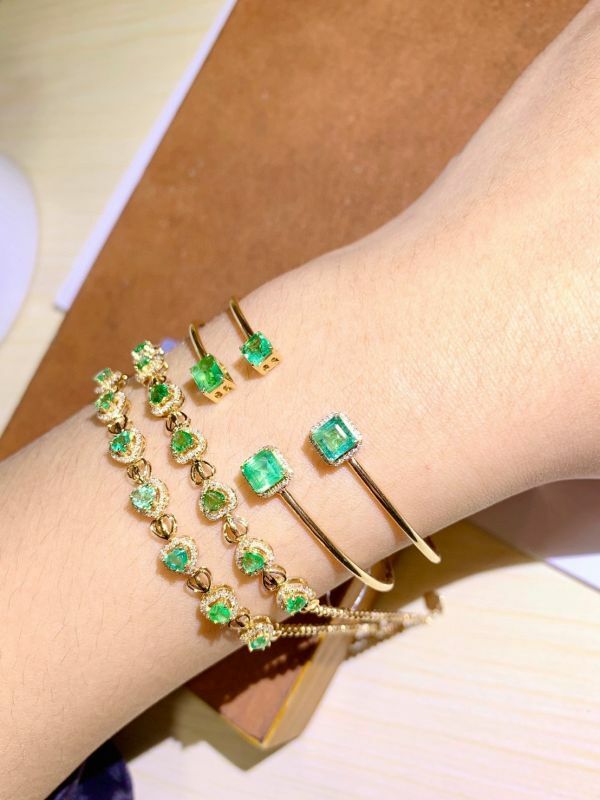 18k 天然祖母綠手鏈/手鐲