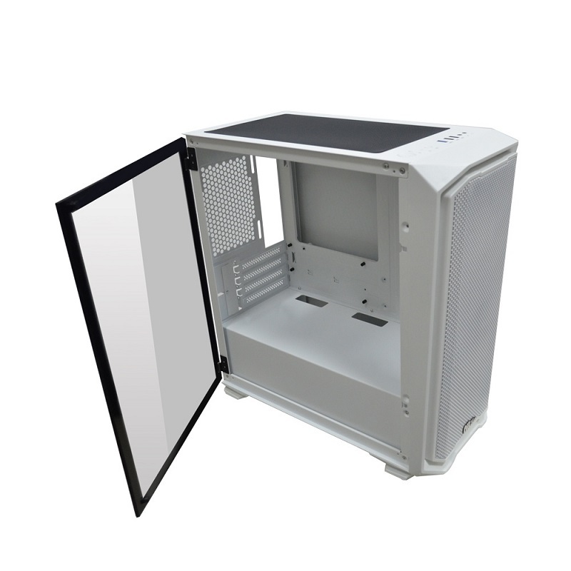 米特3C數位–Power Master 亞碩 M1 側掀式玻璃側板/網孔面板/M-ATX/象牙白 機殼