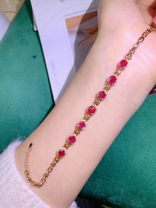 18k 無燒帕帕拉恰經典百搭款金鑽石手鏈