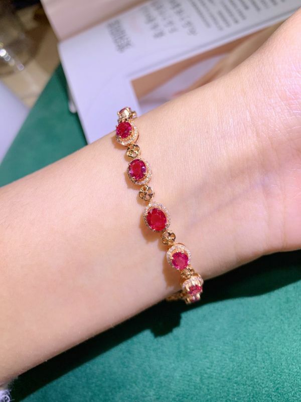 18k 無燒帕帕拉恰經典百搭款金鑽石手鏈