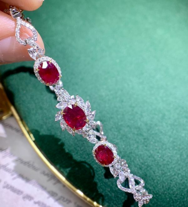 18k 金無燒鴿血紅紅寶石手鏈