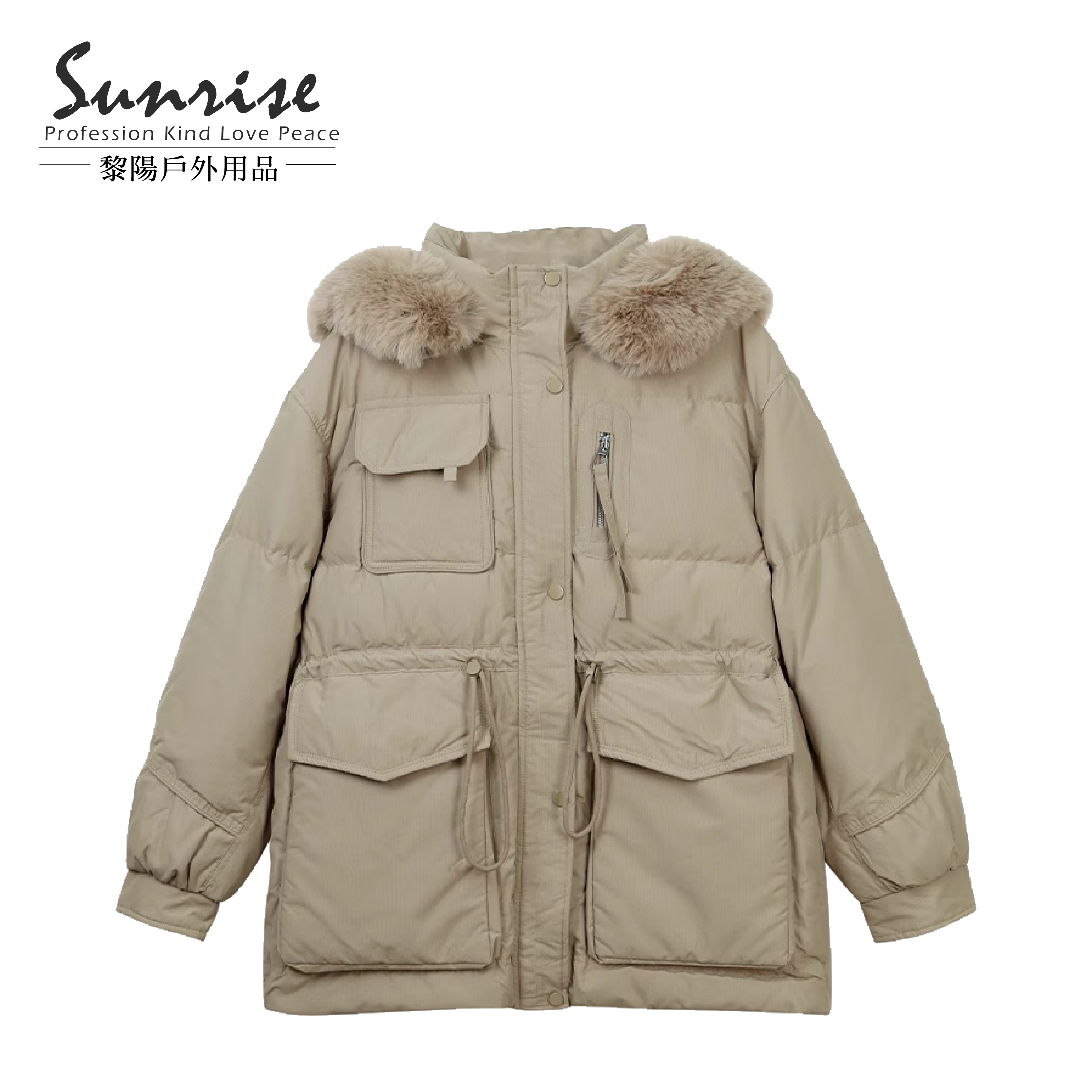 【黎陽】工裝收腰大口袋羽絨外套 女款 (3色) 羽絨/防風/柔軟/保暖/戶外休閒 02BYS70556