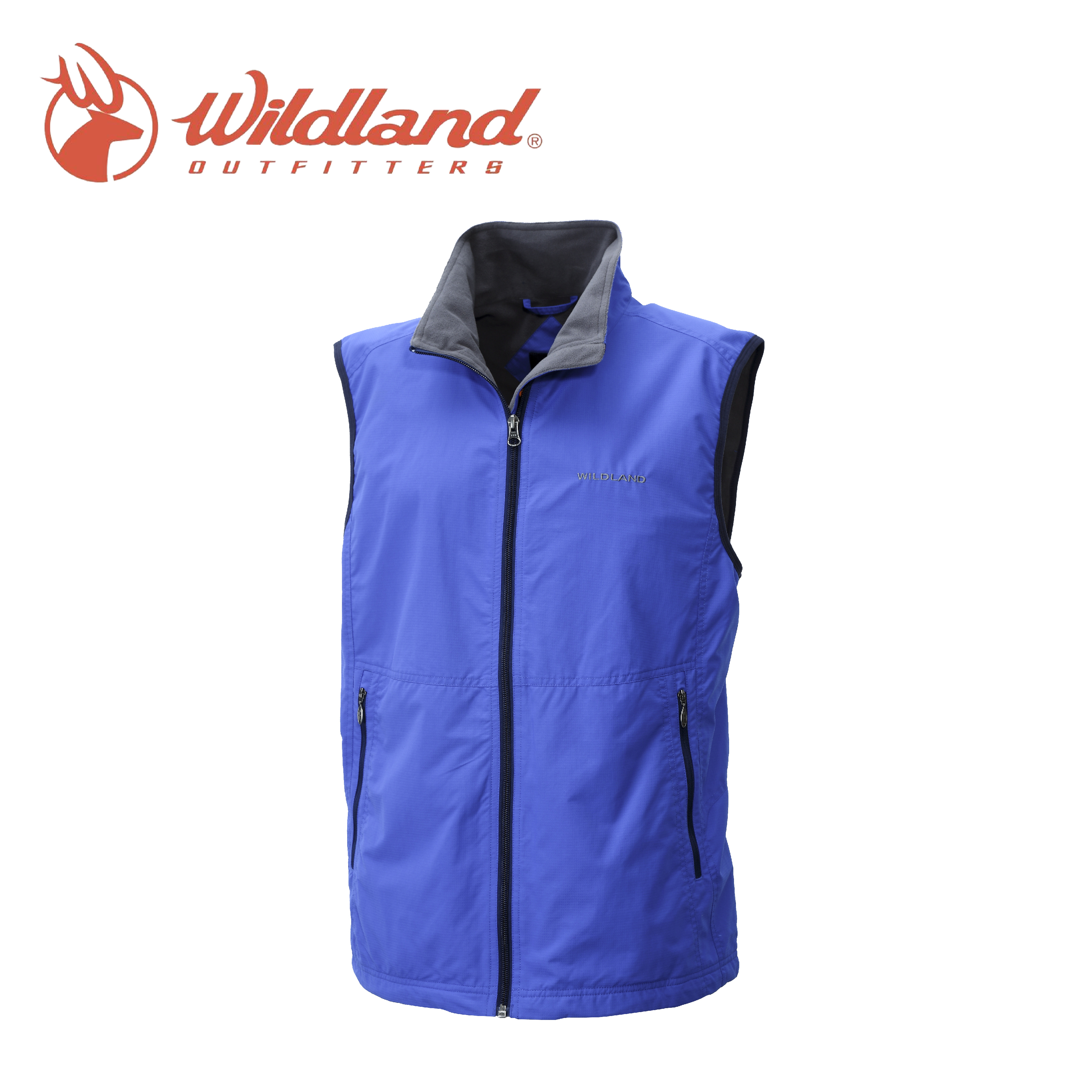 Wildland 荒野 12702 防潑水防風保暖背心 男款 (中藍) 抗風/內層刷毛/YKK拉鍊/抗靜電/吸濕快乾/拉鍊口袋 00W12702
