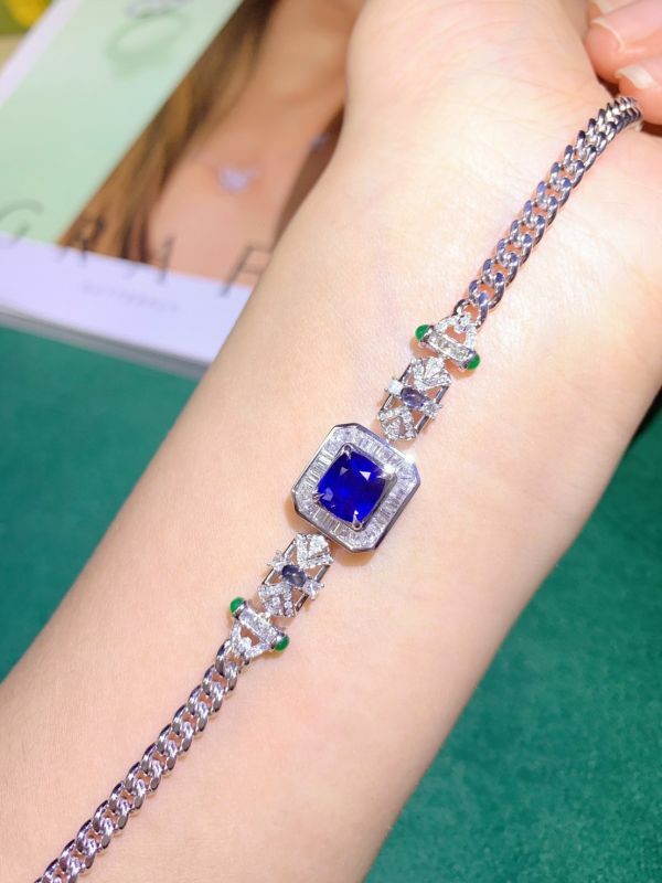 18k 金天然斯里蘭卡皇家藍藍寶石手鏈