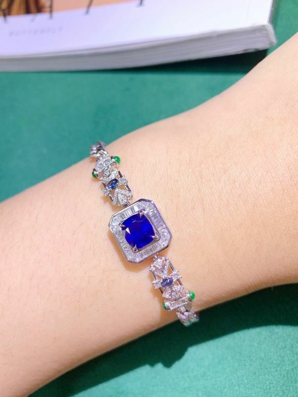 18k 金天然斯里蘭卡皇家藍藍寶石手鏈