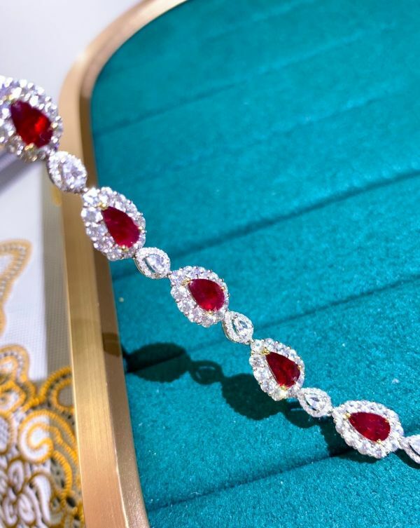 18k 莫桑比克天然無燒鴿血紅紅寶石手鏈