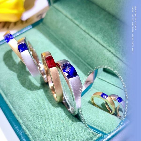 18k 金天然斯里蘭卡皇家藍/紅寶石戒指