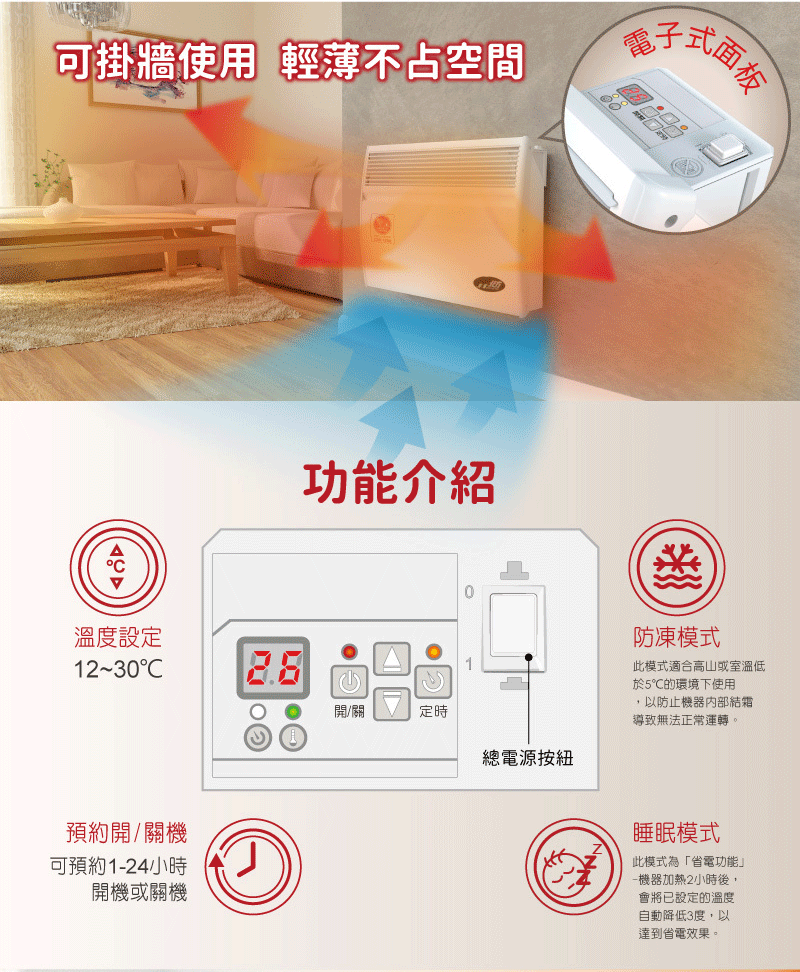 NORTHERN北方】CNI-1000微電腦對流式電暖器(房間/浴室兩用)｜歐洲原裝進口