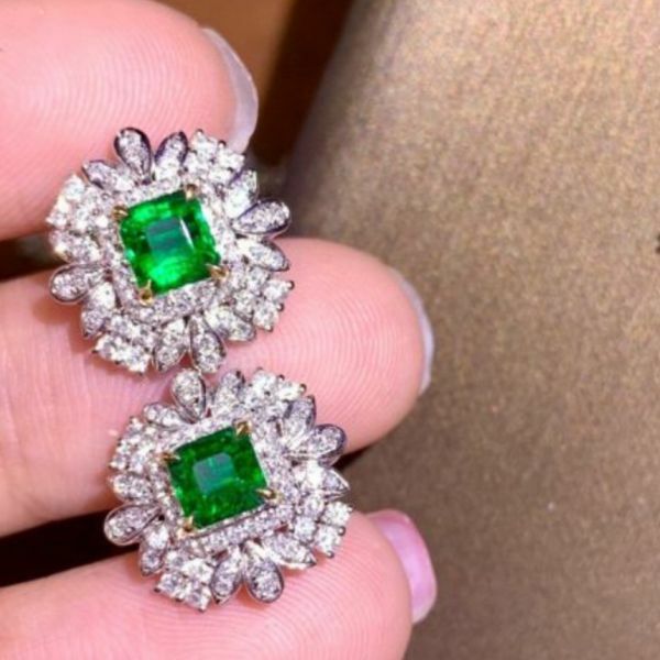 18k 金真鑽木佐色 天然阿富汗祖母綠套裝