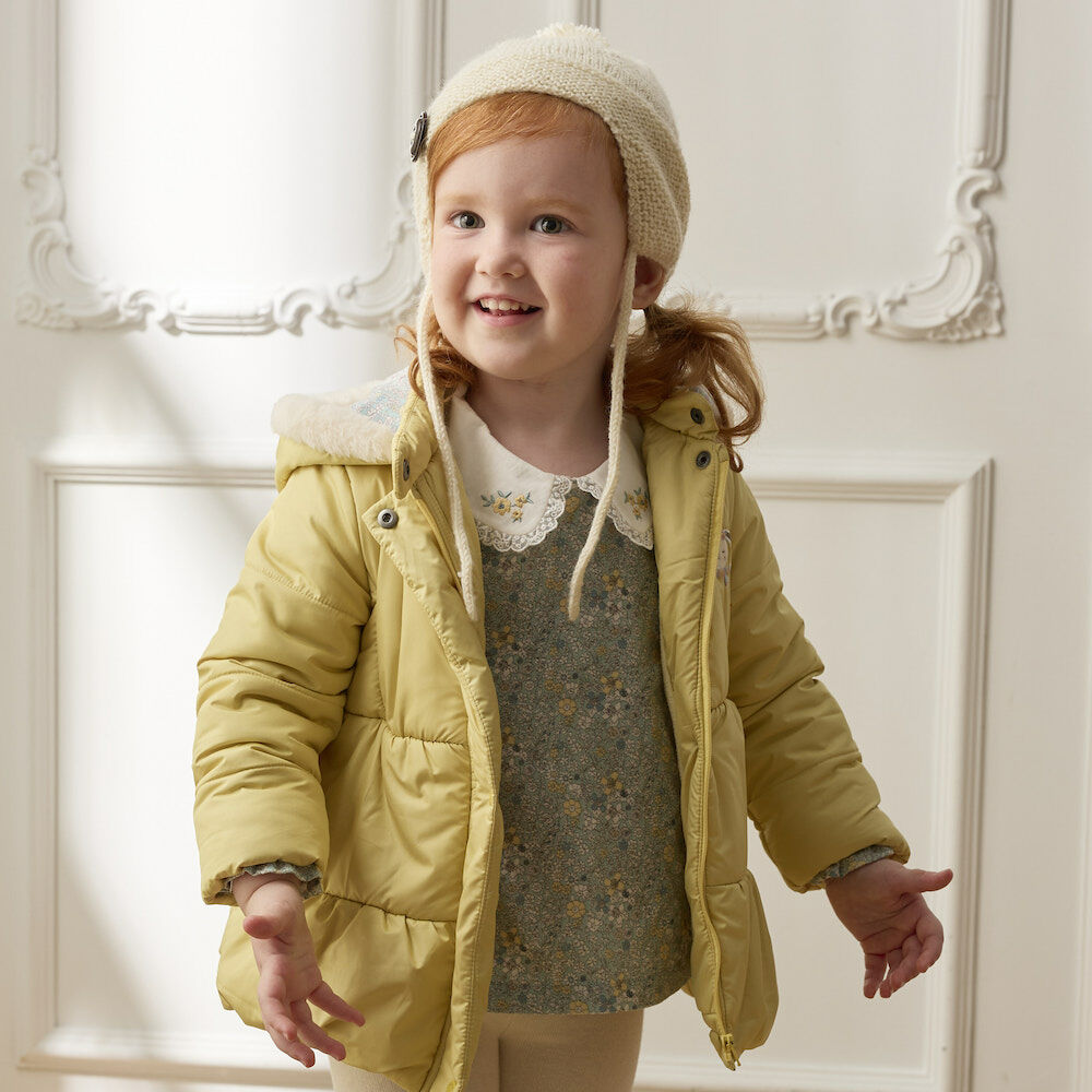 PIPPY 素面風衣暖暖鋪棉連帽外套 黃