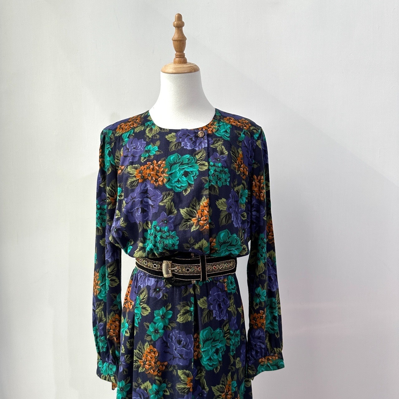 美國製 Leslie Fay 夜遊花園長袖連身裙