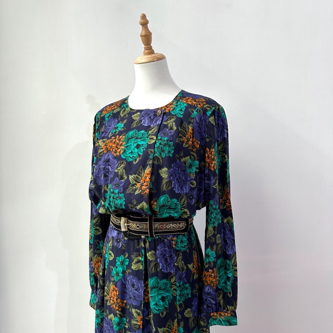 美國製 Leslie Fay 夜遊花園長袖連身裙