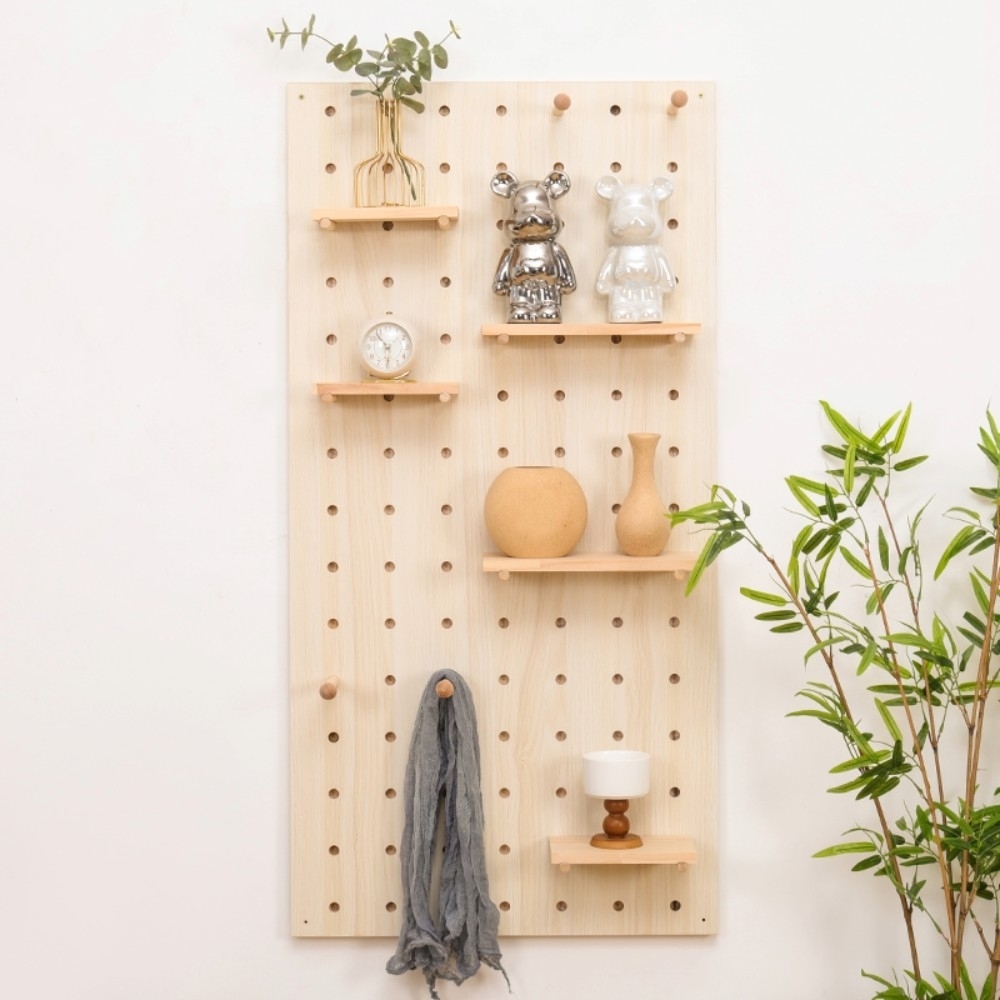 【AOTTO】北歐風DIY實木掛勾洞洞板-特大(FT-003)