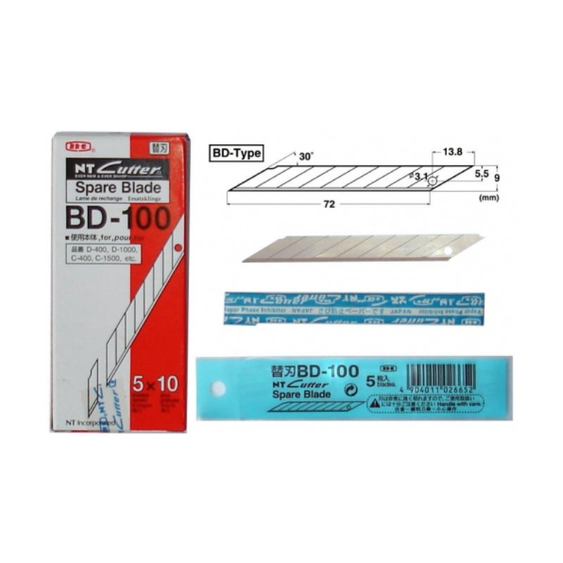 日本 NT 細界刀片 BD-100 1包共5片 [30度角切割替刃]