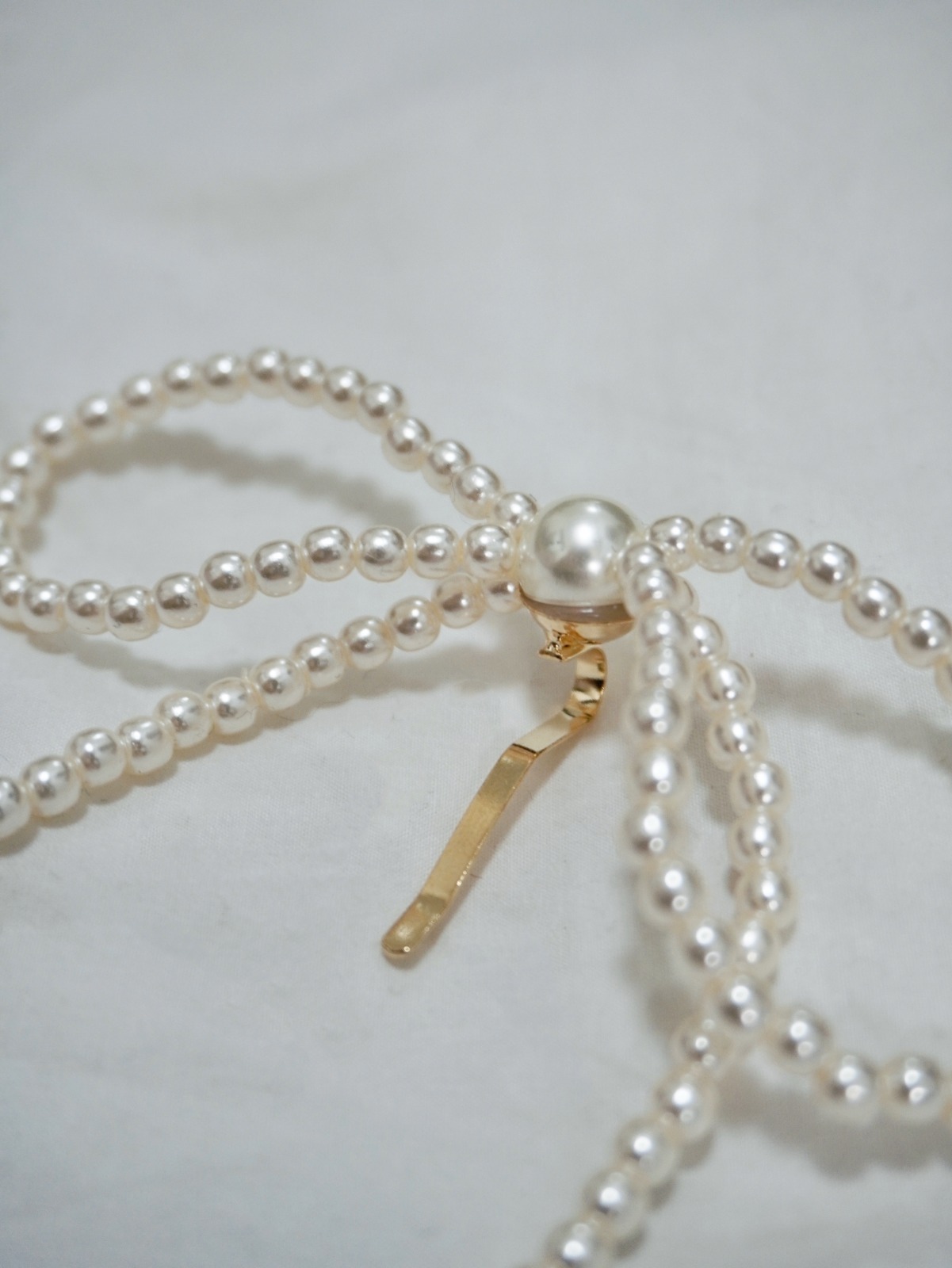 珍珠蝴蝶一字髮夾