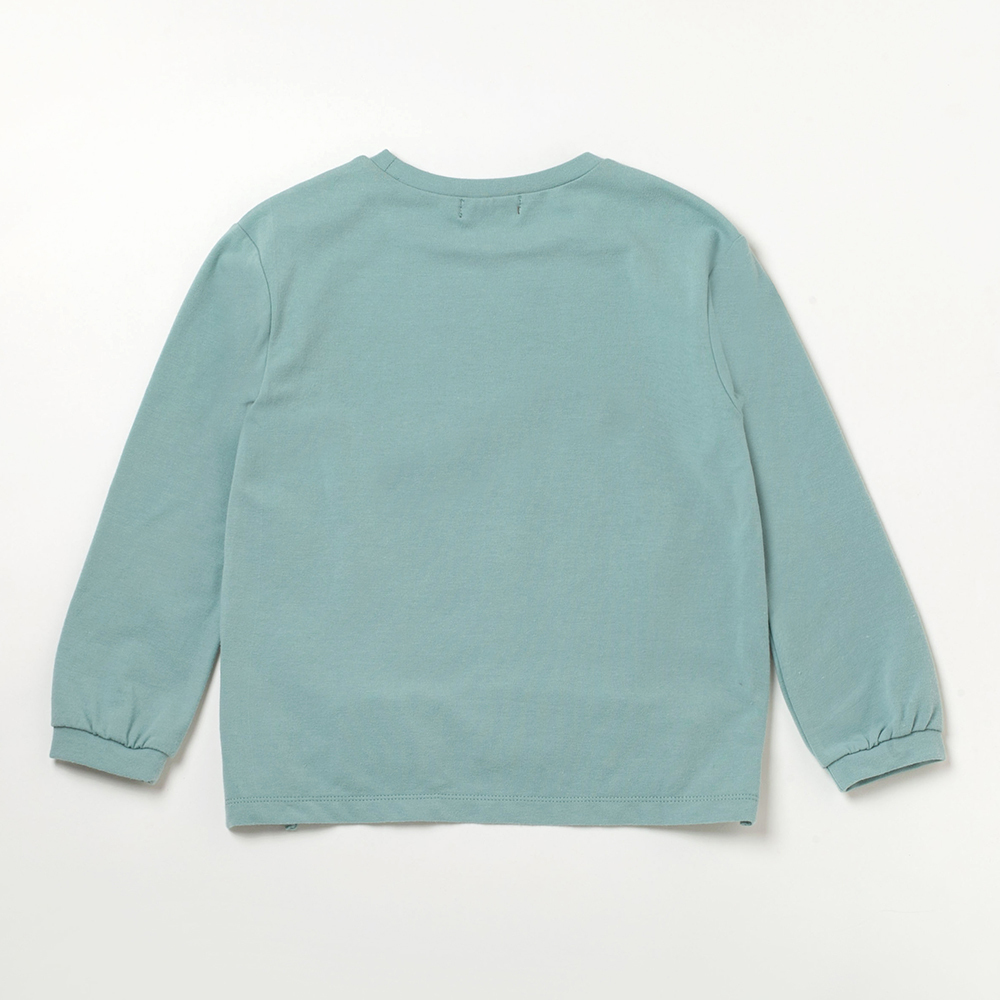 PIPPY 哈囉女孩字母刺繡下擺拉繩抽皺圓領上衣 綠