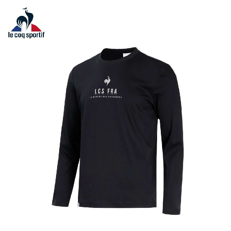 LE COQ SPORTIF 法國公雞 LWS23316 男女款瓷柔棉經典百搭長袖T恤 黑色 12MXN23316