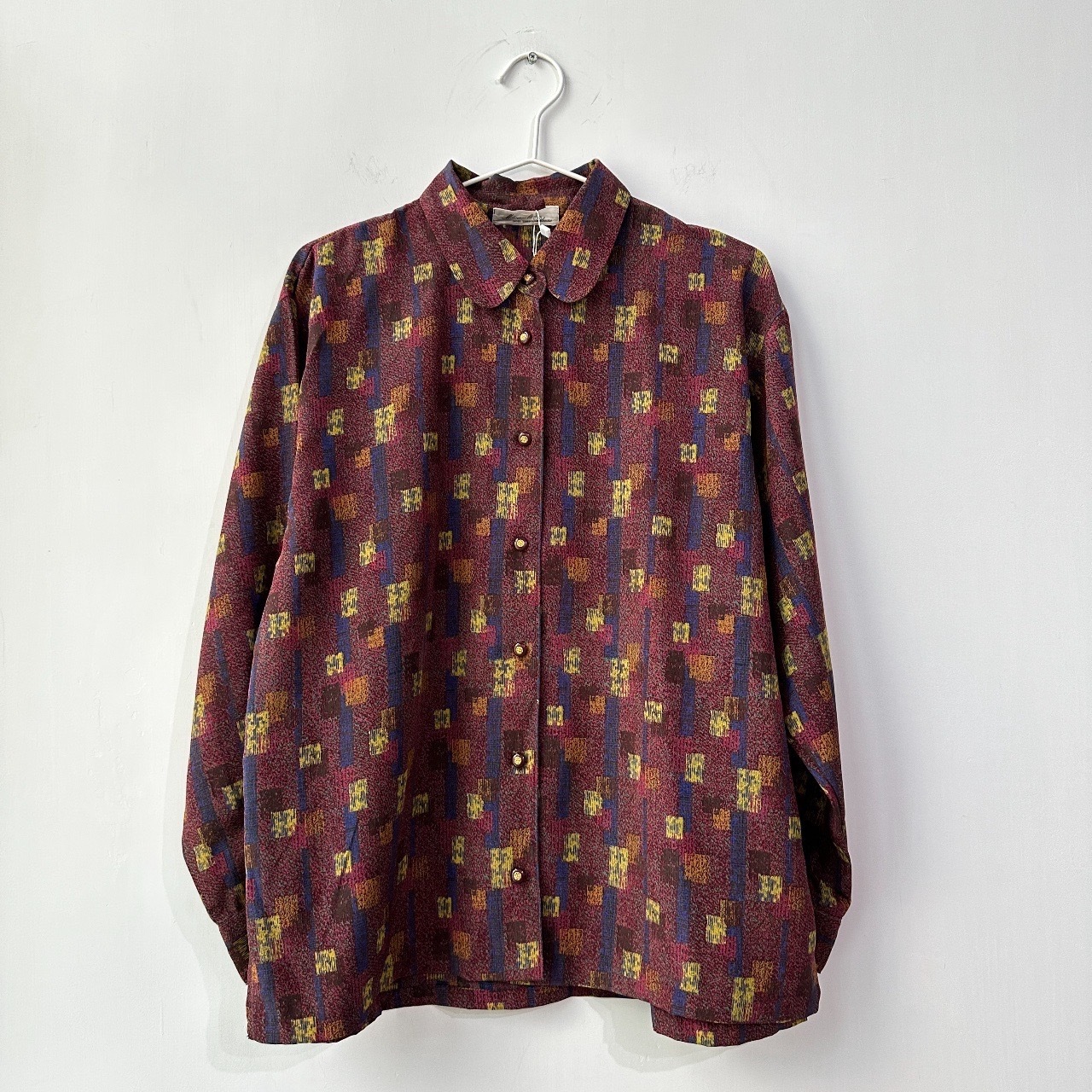 日本製棗紅色若隱若現方塊上衣