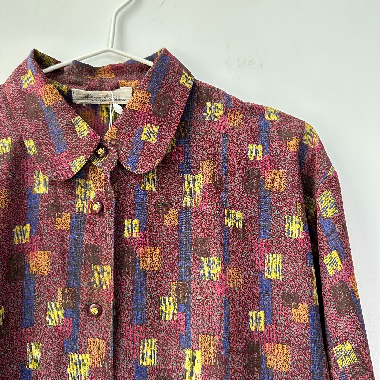 日本製棗紅色若隱若現方塊上衣