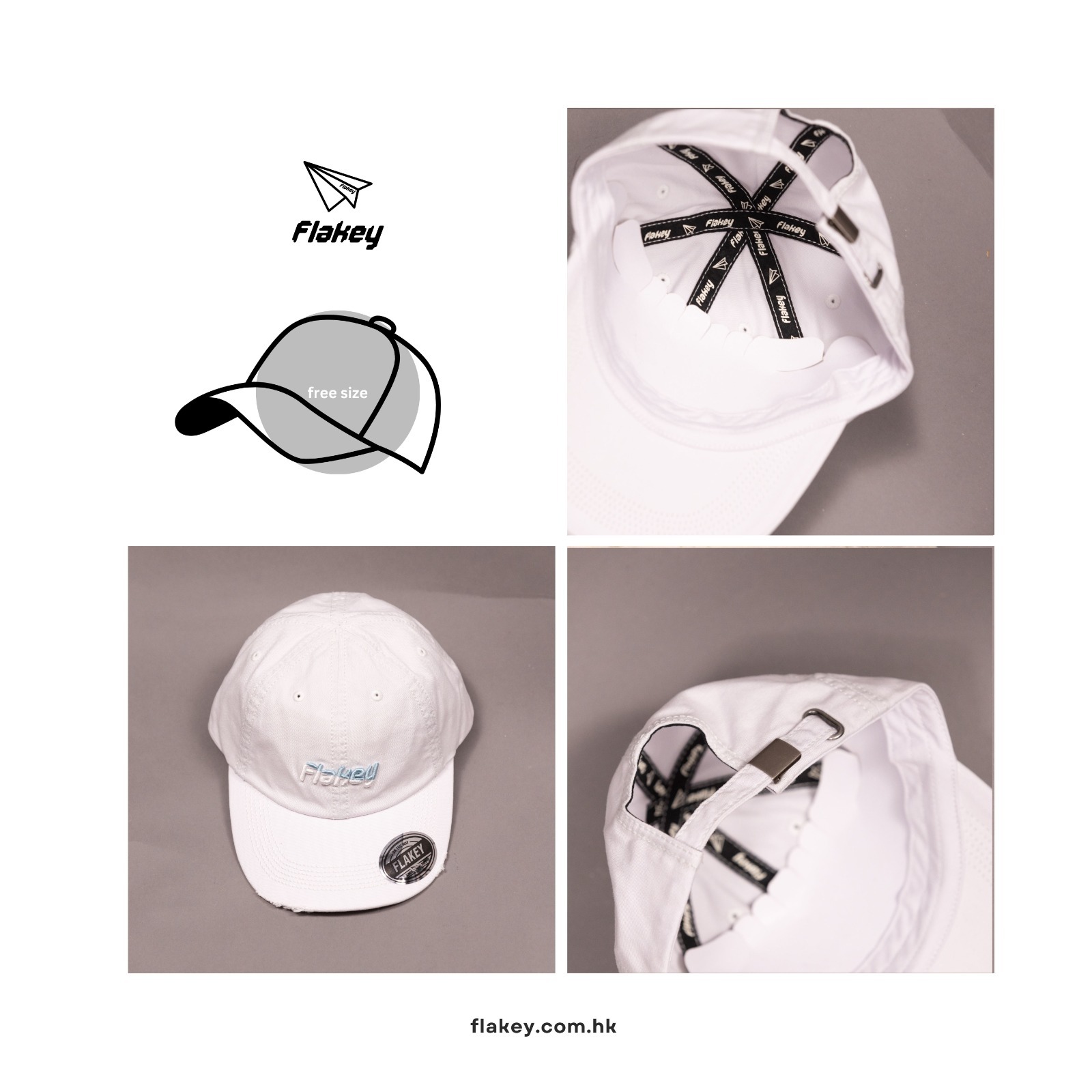 Candy Carnival 女裝連帽短版衞衣 (苿莉白) + Flakey Logo Cap (白)