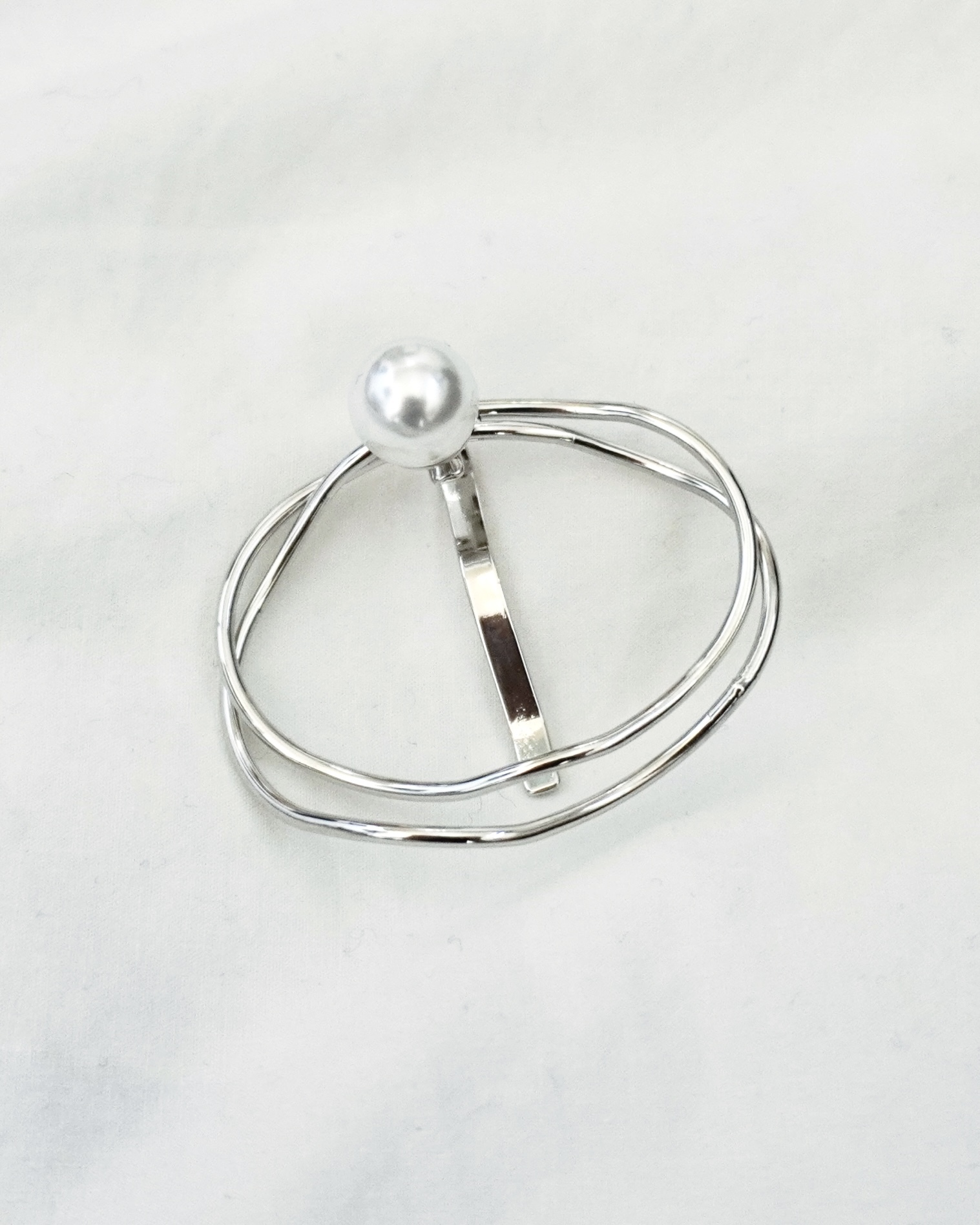 雙線圈珍珠一字髮夾