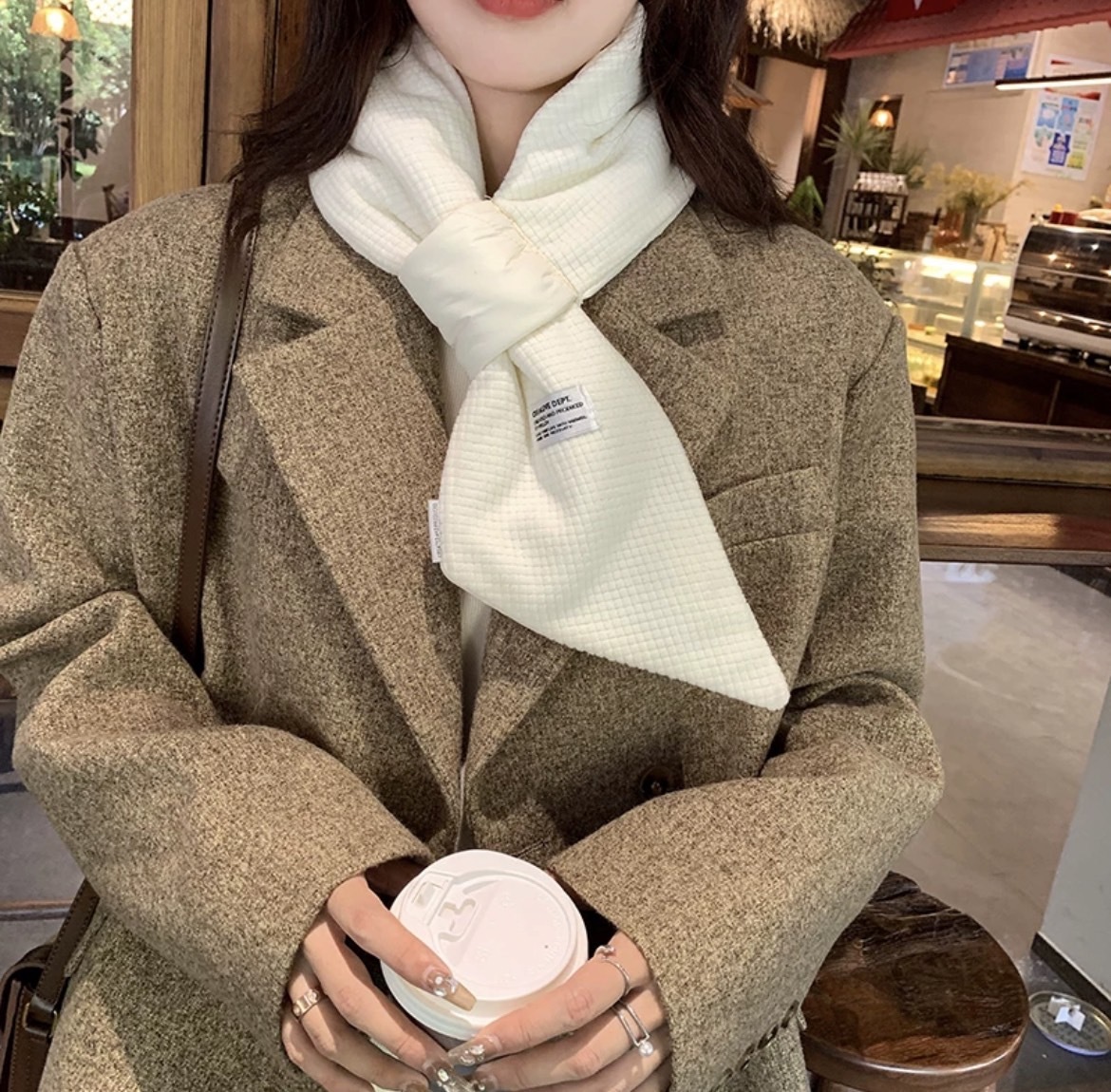 羽絨機能圍巾/五色/雙面使用/機能布料/男生/圍脖/保暖