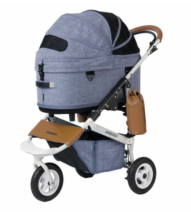 日本 AirBuggy Dome3 Large 高級寵物手推車  (載重20kg) - 灰藍牛仔布