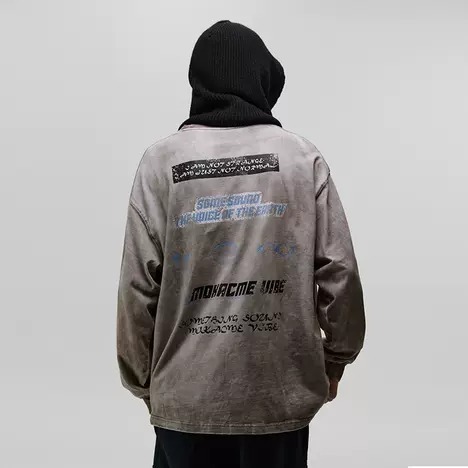 MOKACME 噴染水洗做舊長袖