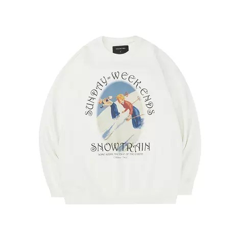 MOKACME 滑雪週末印花圓領重磅衛衣