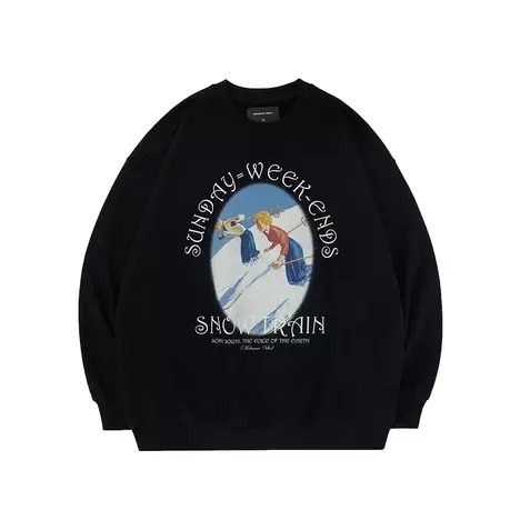 MOKACME 滑雪週末印花圓領重磅衛衣