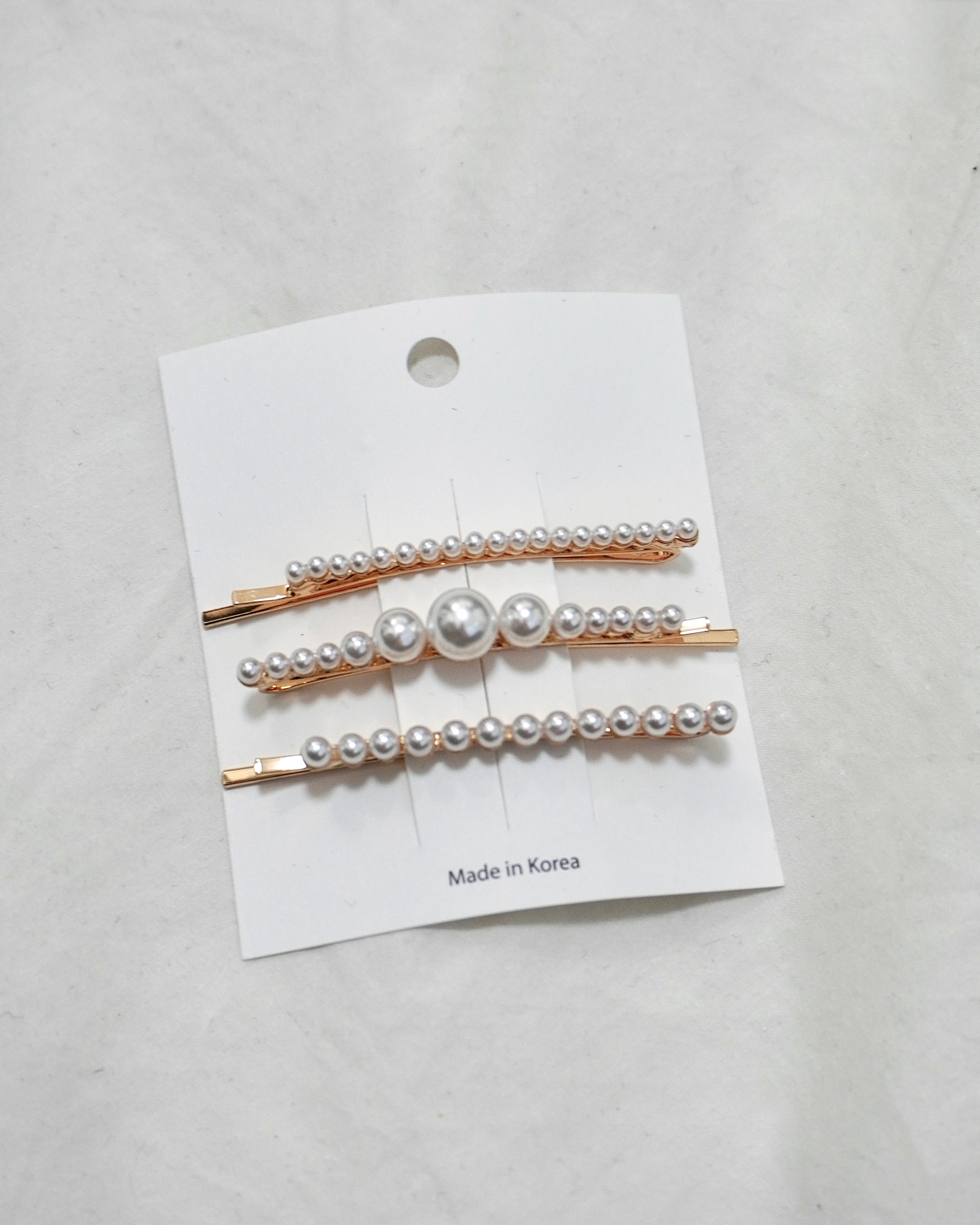 大小珍珠金色髮夾組