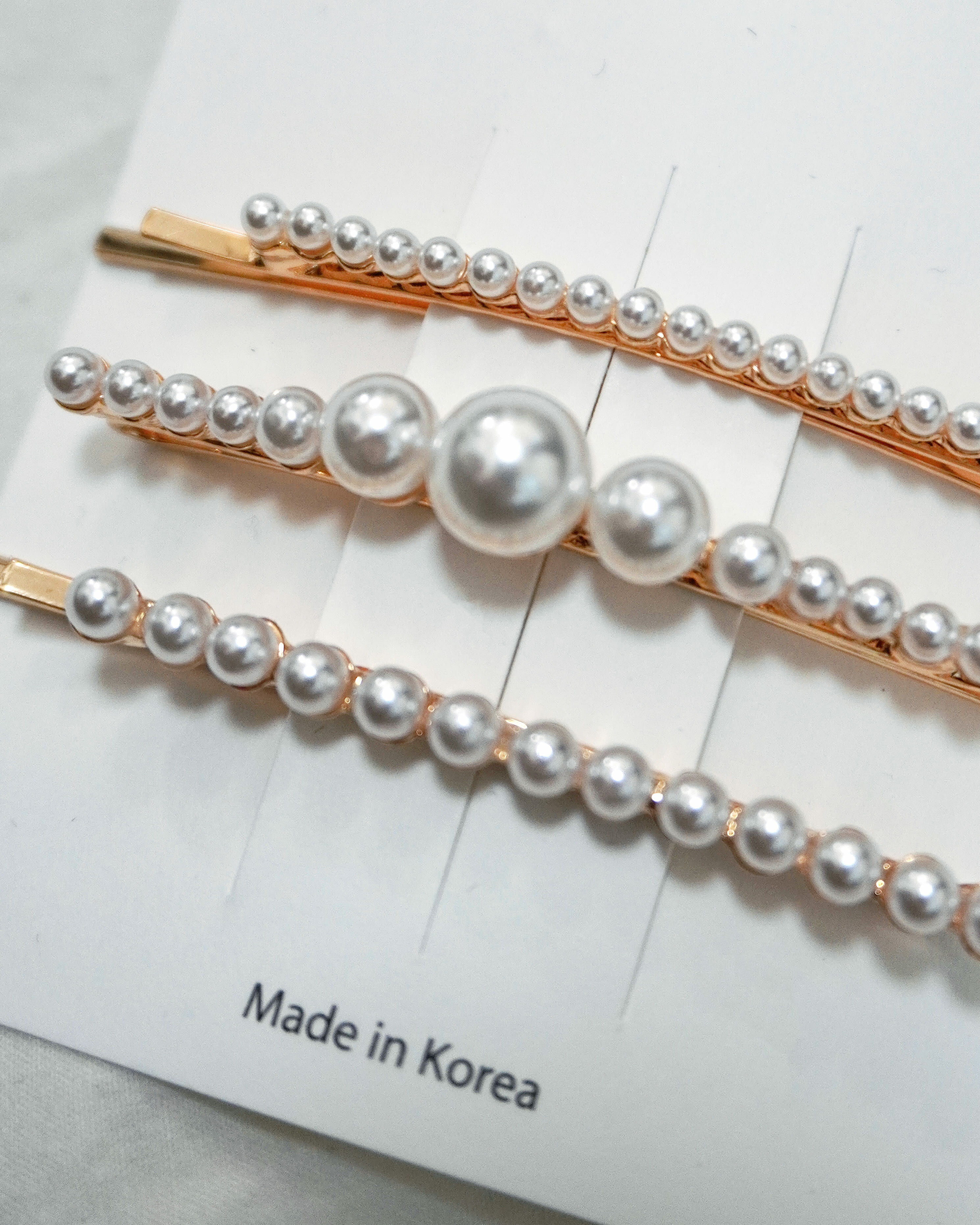 大小珍珠金色髮夾組