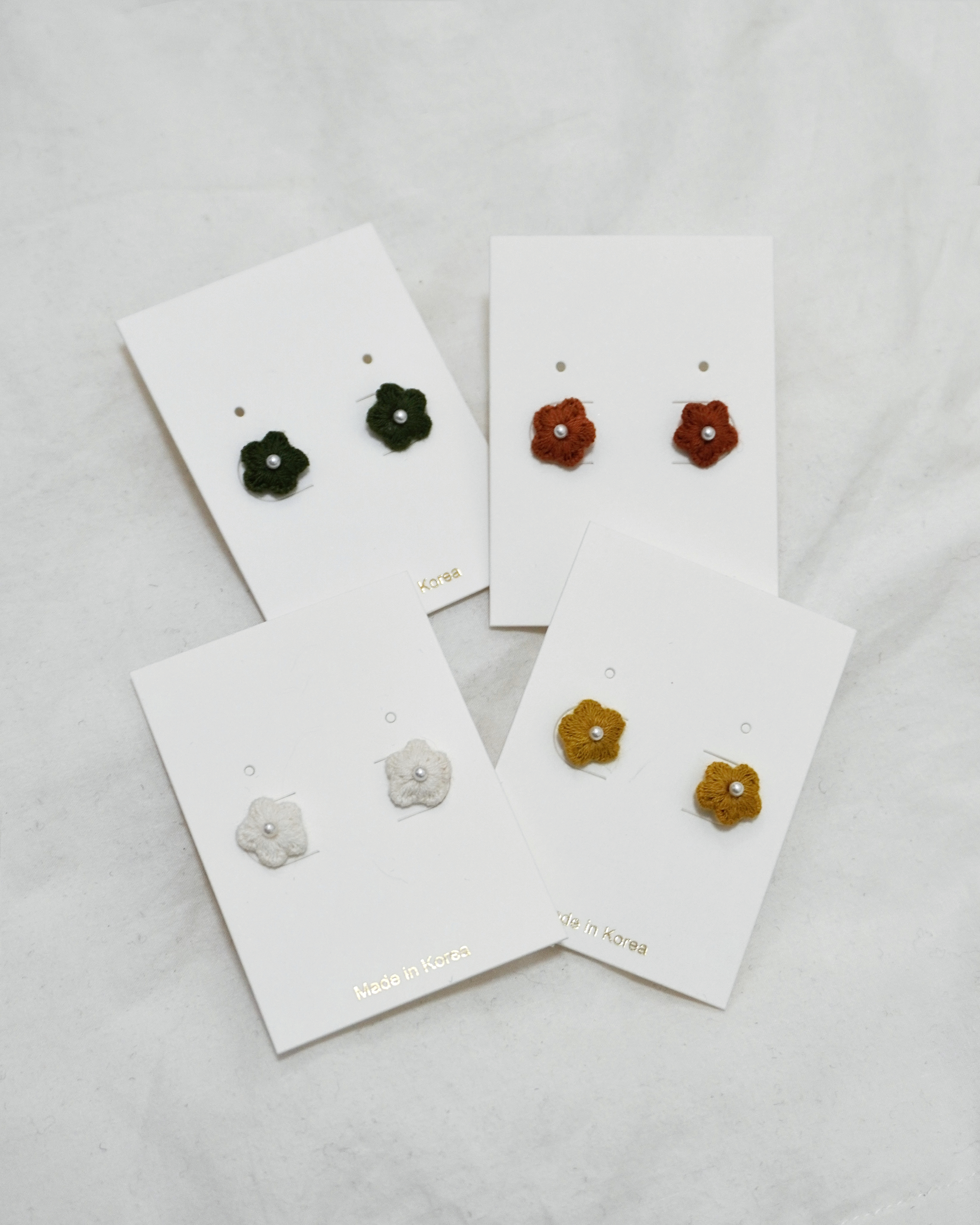 線織珍珠小花耳環