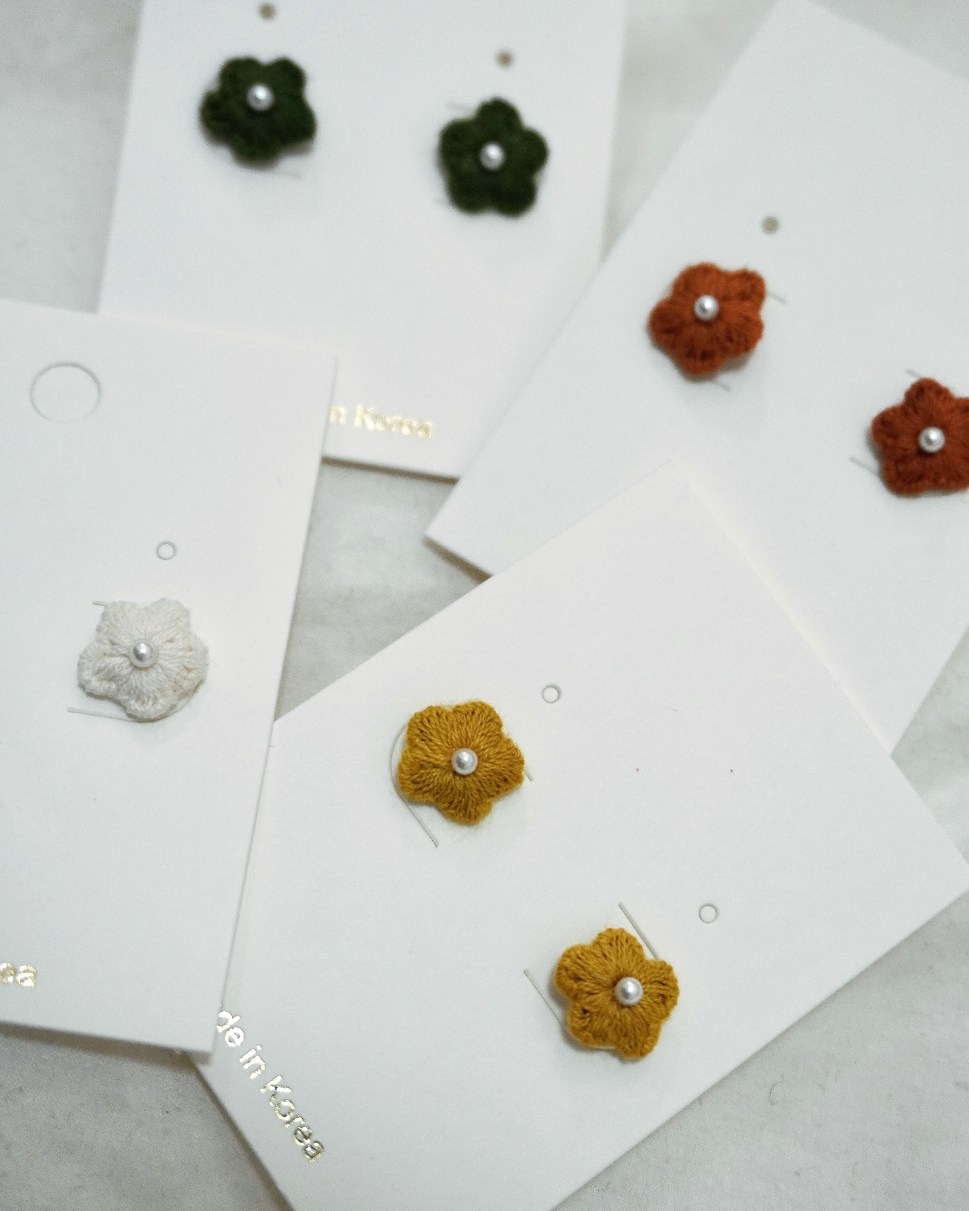 線織珍珠小花耳環