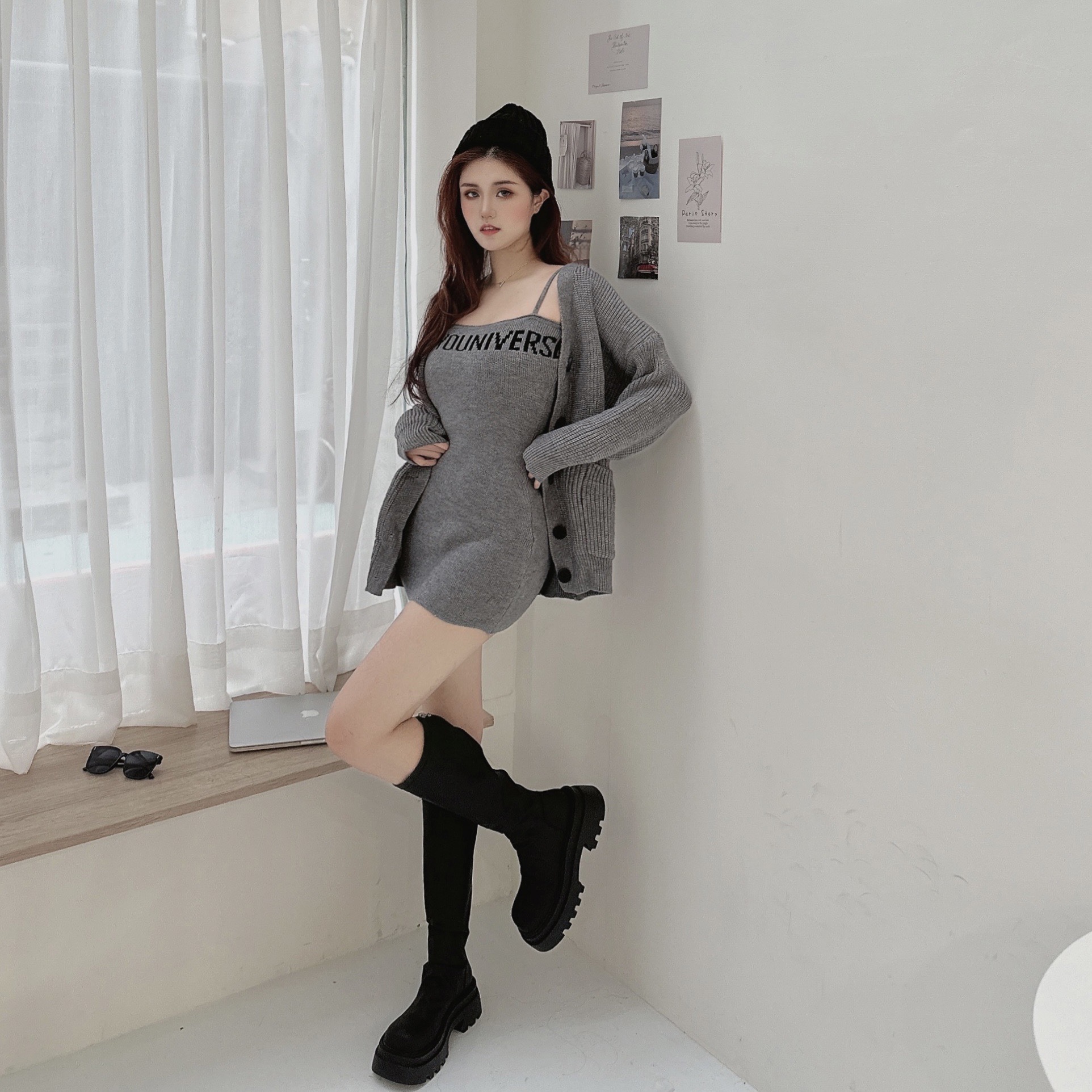 字母針織洋裝外套SET/二色