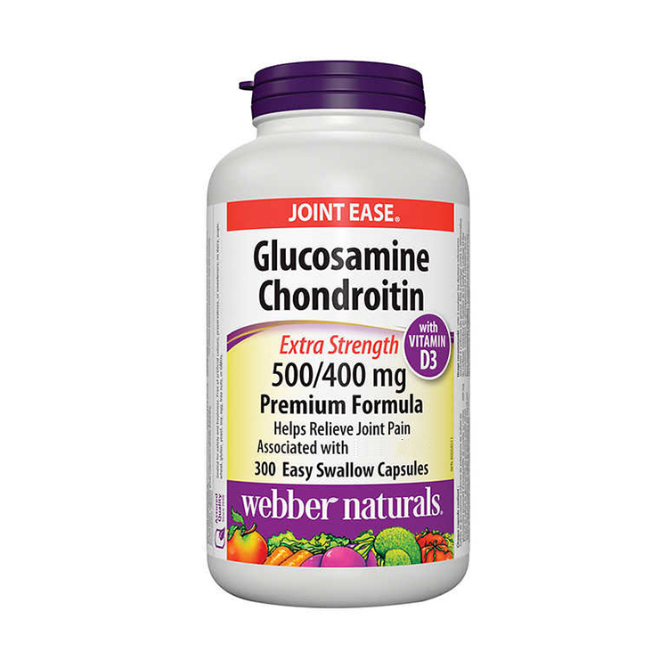 Webber Naturals Glucosamine + Chondroitin + D3 , 500/400 mg, 300 capsule [EXP：01/2029 ]
