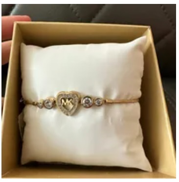 [S] MICHAEL KORS MKJX7174710 HEART & CRYSTAL SLIDER BRACELET,GOLD-TONE, 796483511903 (SMK658)