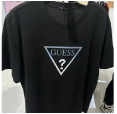 [S] GUESS MEN'S DENIM EMBOSSED TRIANGLE SHORT SLEEVE T-SHIRT,BLACK, MN2K8406-BLK (SGU482)