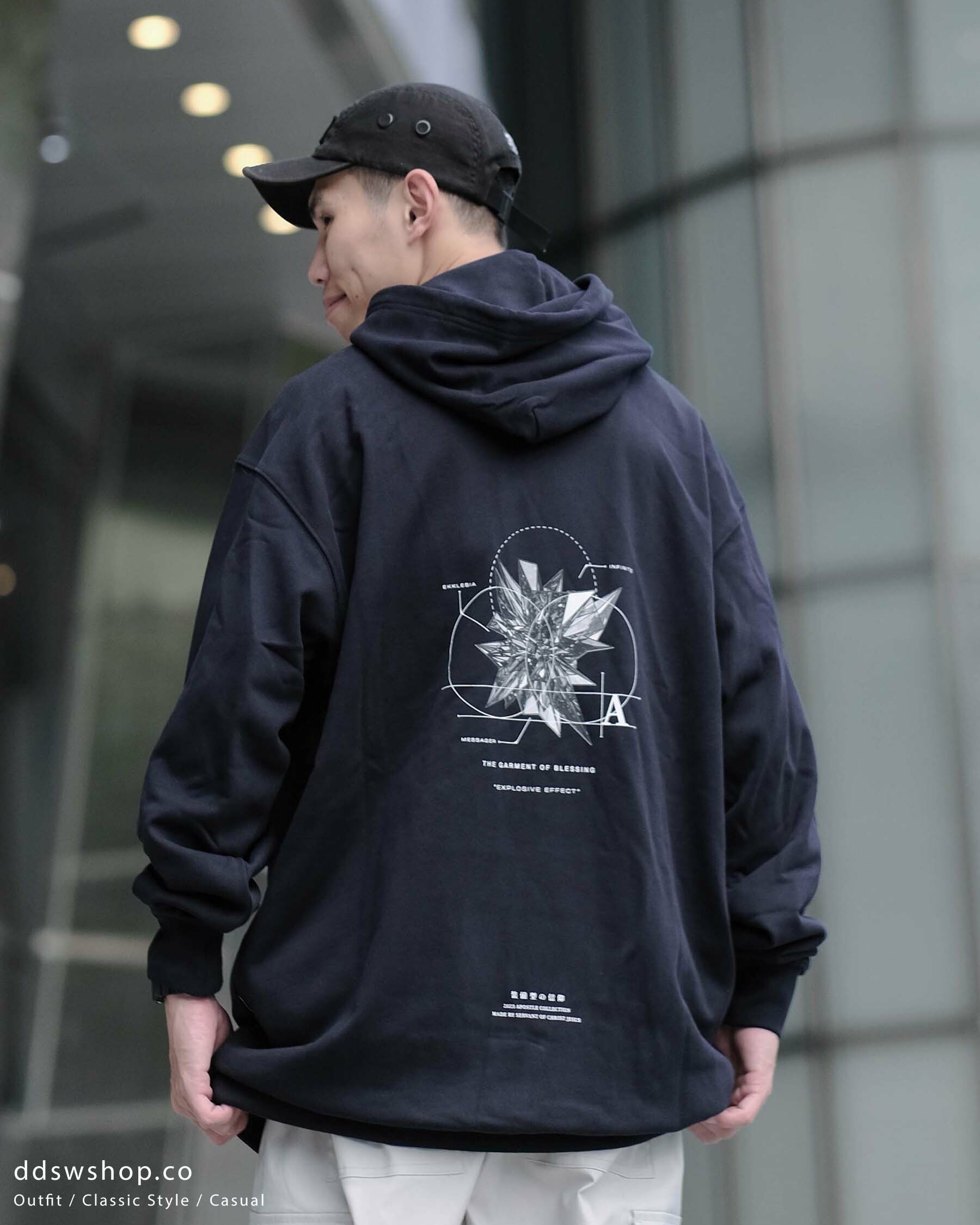 "現貨" Apostle 22AW “Explosive Effect” Logo Hoodie 黑色 藍綠