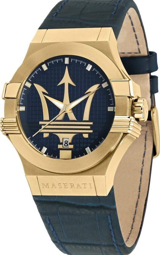 MASERATI 瑪莎拉蒂  Potenza 力霸羣雄系列石英手錶 晶綻藍X金色 藍色真皮錶帶  R8851108035 錶徑: 40MM