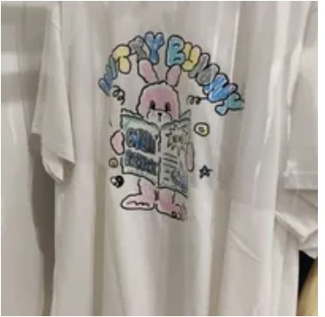 [S] KIRSH WITTY BUNNY HAND DRAWING SHORT SLEEVE T-SHIRT,WHITE, FKQMCTR553MWHA (SKR15)