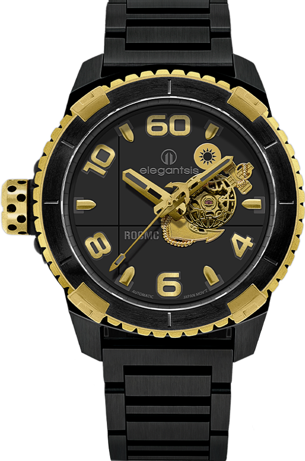 萬年鐘錶 - elegantsis 愛樂時  中華民國海軍陸戰隊-特別款  JX48M-海軍陸戰隊第三代自動機械男錶 ELJX48AS-LVTP5-NBG02MA  錶徑48MM