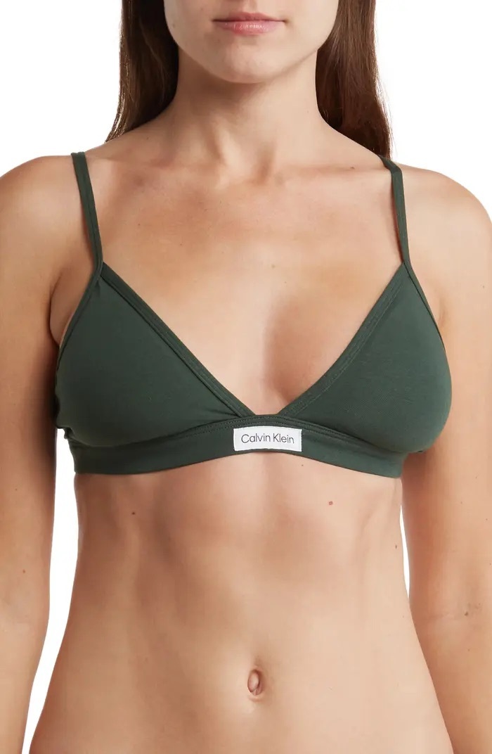 CK三角細肩帶襯墊後扣內衣
