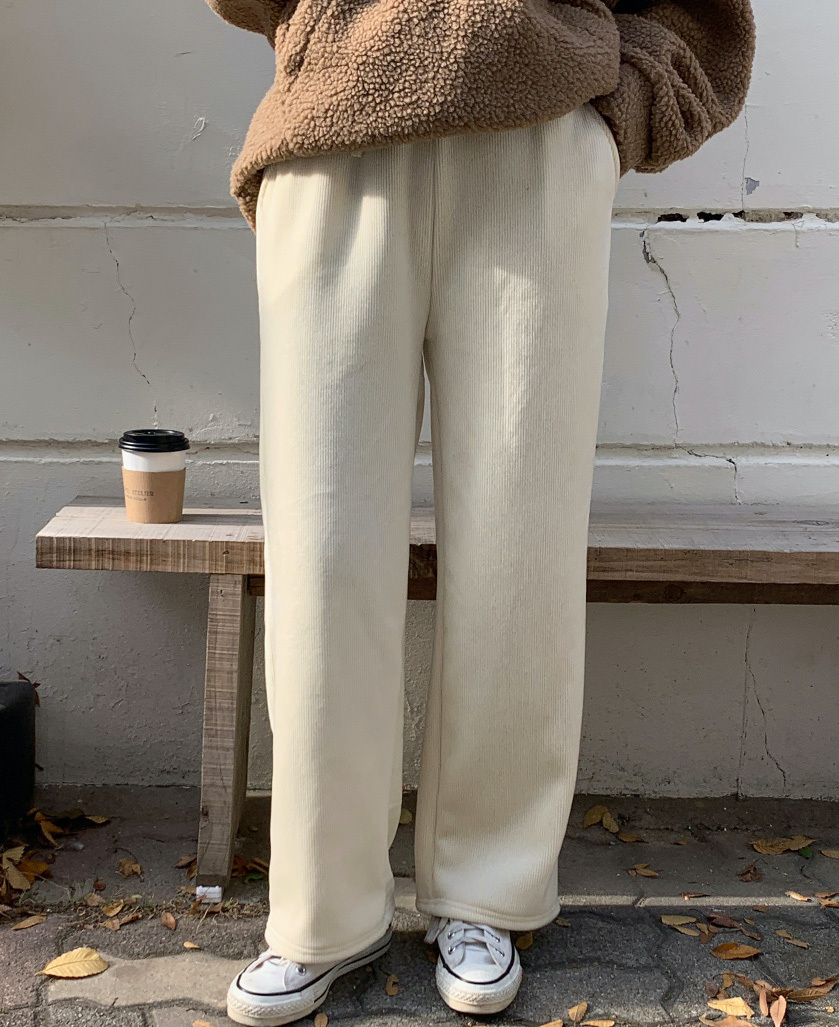 (韓網熱銷突破2萬件) 韓國Cherrykoko授權 溫暖內刷毛燈芯絨質感鬆緊褲【MADE, CRKO】系列