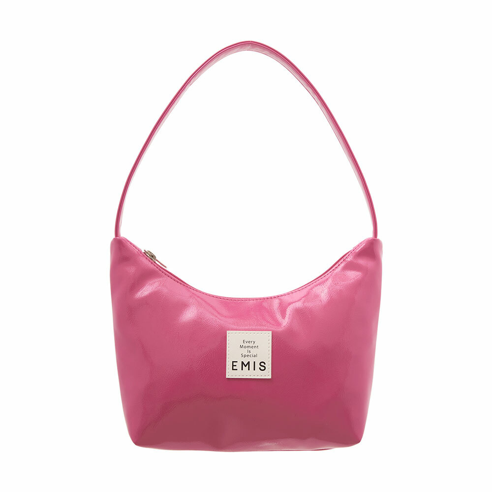 emis NEW ENAMEL HOBO BAG MAGENTA