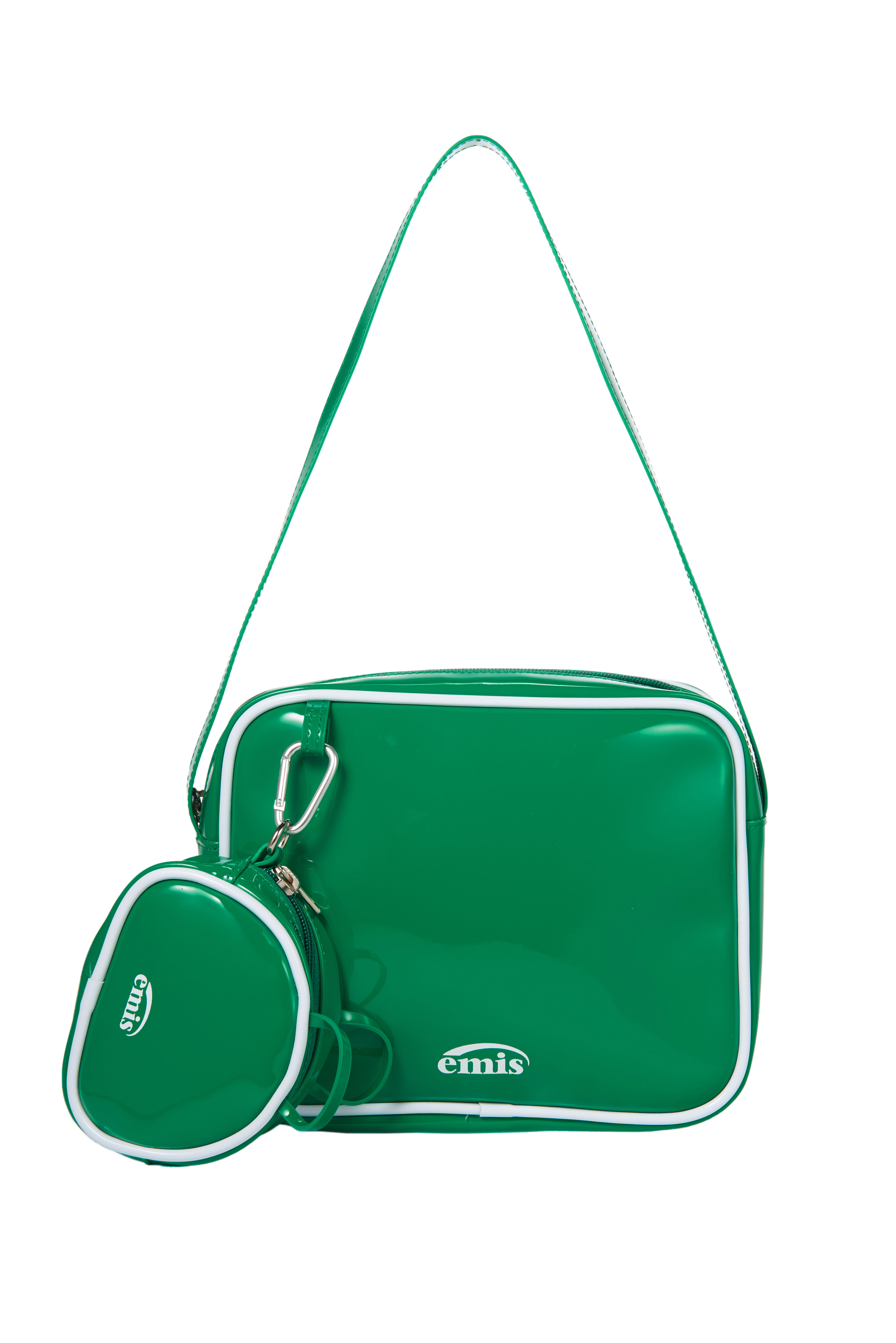 emis ENAMEL SHOULDER BAG WITH COIN PURSE SET - GREEN