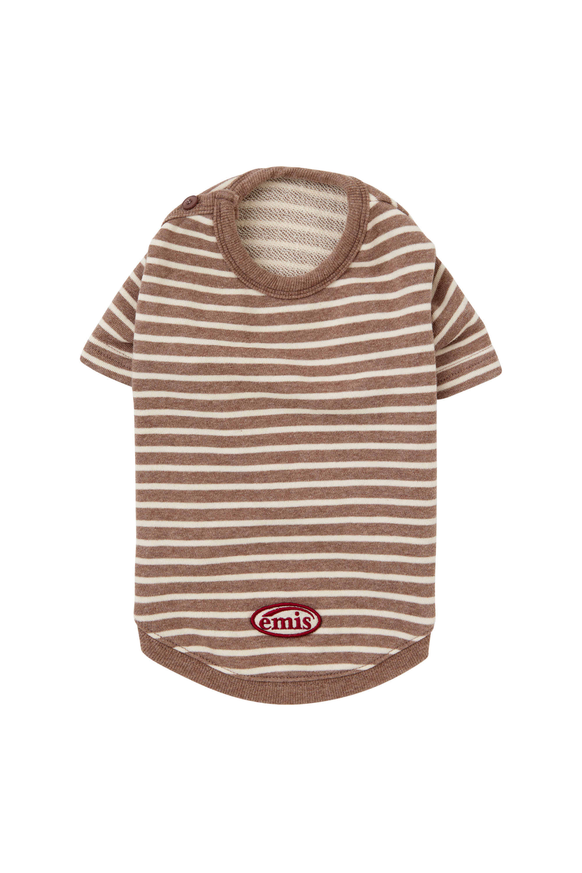 emis [PET] BUTTON SWEAT TEE - BROWN