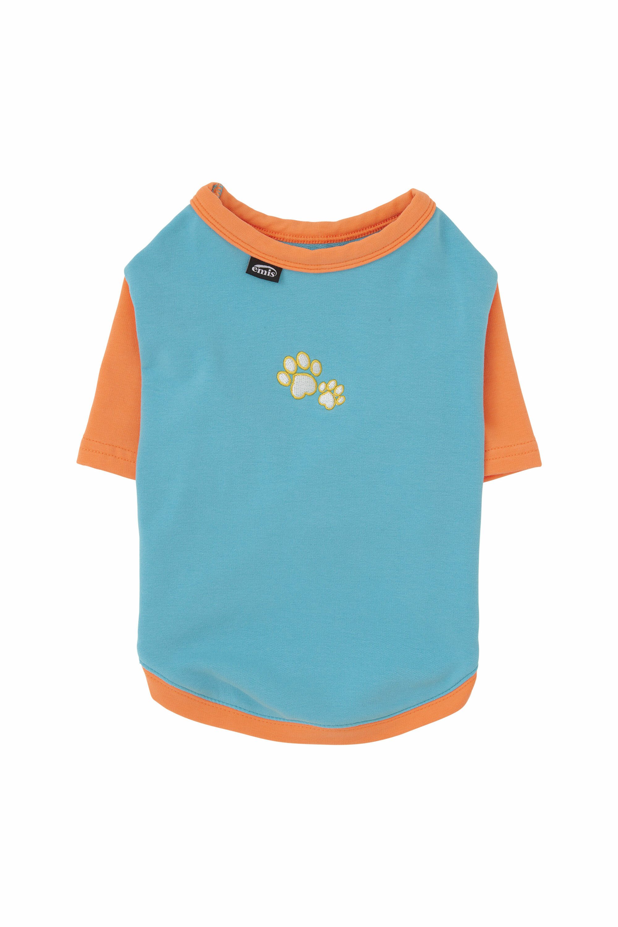 emis [PET] RINGER TEE - LIGHT BLUE/TANGERINE