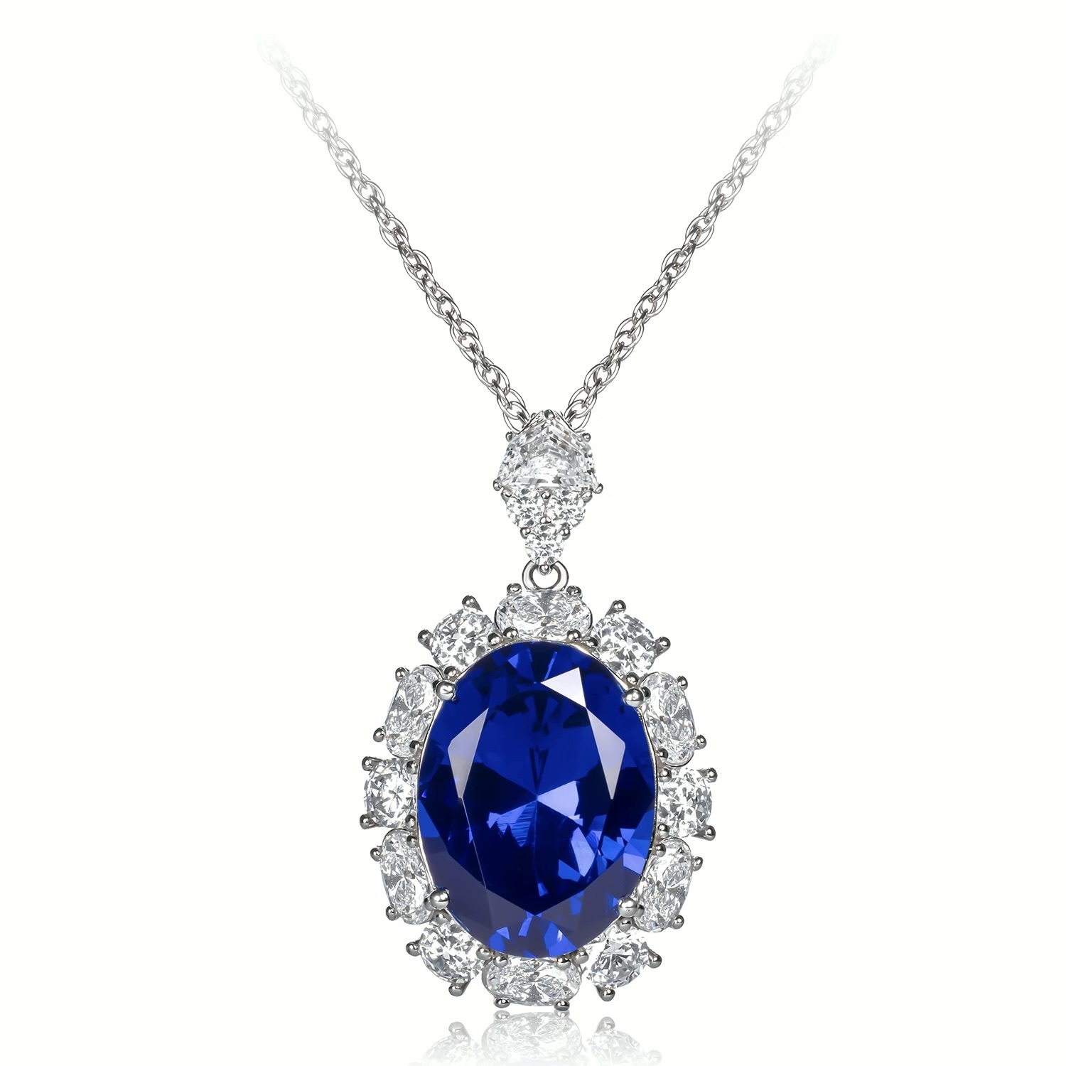 氣質皇家藍鋯石項鍊 925銀項鍊